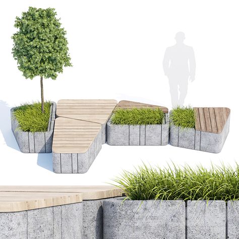 3d models: Outdoor - Seats and benches Garden Seats Ideas, Garden Seating Ideas, Garden Seats, Urban Furniture Design, Urban Landscape Design, Seating Ideas, Renzo Piano, Landscape Architecture Design, Urban Furniture