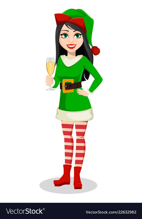 Faceless Elf Template, Christmas Character Costumes, Female Santa, Xmas Costumes, Santa Template, Glass Of Champagne, Santa Helper, Christmas Characters, Woman Drawing