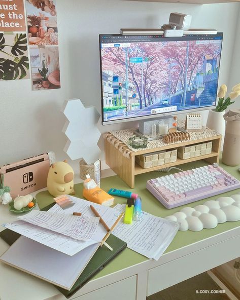 clutter-free desk = clutter-free mind ✨️ before the e-notebook Nomad, my desk was always full of notepads, papers, pens, highlighters - you name it - it was there! the clutter sure makes me feel overwhelmed as I struggle for space. I feel so much more efficient when all is tidy and clutter-free! 📚 what's the most random thing you've found on your desk? · · ─────── · ❀ · ─────── · · desk reset | desk organization | workspace | home office | tiny desk | deskgram | desk space | tidy space ... Workspace Home Office, Workspace Home, Free Desk, Desk Clutter, Tiny Desk, Tiny Desks, Desk Aesthetic, Pc Setups, Desk Goals