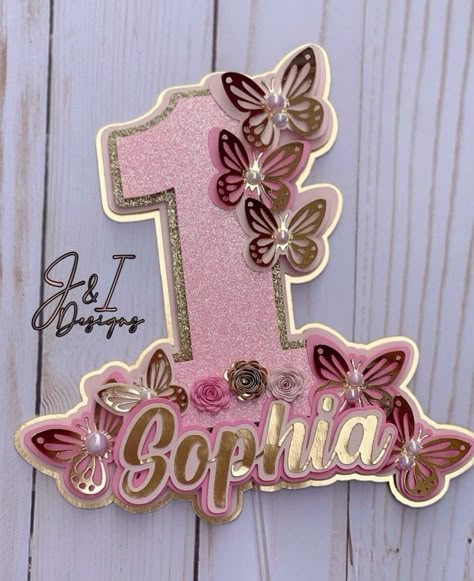 High Chair Decorations 1st Birthday Butterfly, Butterfly Theme Cake Topper, Fairy Theme Birthday Party, Cricut Cake, 1 Cake Topper, 1st Birthday Girl Decorations, Butterfly Cake Topper, Character Turnaround, 3d Cake Toppers