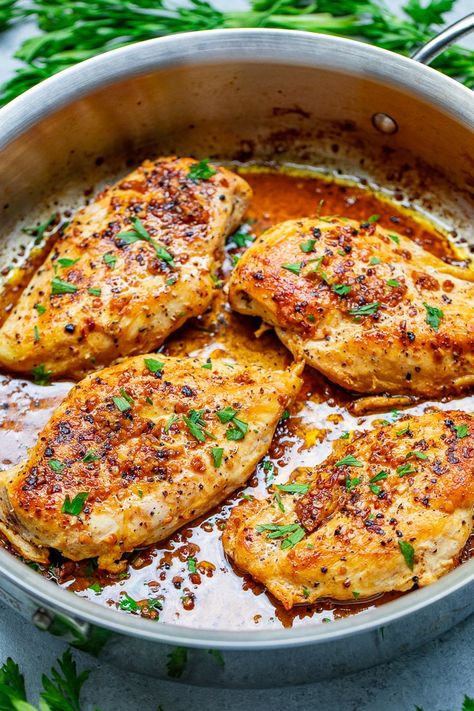 15-Minute Garlic Butter Chicken (Easy Stovetop Recipe!) - Averie Cooks Stove Top Chicken Breast Recipes, Butter Chicken Easy, Stove Top Chicken Breast, Garlic Sauce For Chicken, Stove Top Chicken, Stovetop Chicken, Easy Chicken Recipe, Cilantro Chicken, Averie Cooks