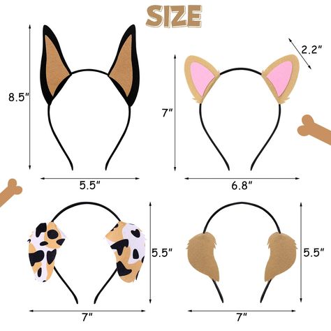 Diy Dog Ears Costume, Dog Ears Headband Diy, Diy Dog Costume For Kids, Dog Ear Pattern Headband, Dog Ear Headband, Dog Ears, Dog Ears Costume, Toddler Dog Costume, Animal Ear Headbands