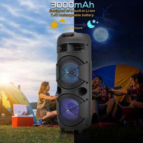 Pyle Portable Bluetooth PA Speaker-300W Dual 8" Rechargeable Indoor/Outdoor BT Karaoke Audio System - Walmart.com Outdoor Karaoke, Led Party Lights, Led Party, Socket Organizer, Tool Box Organization, Party Speakers, Pa Speakers, Stereo System, Flash Memory