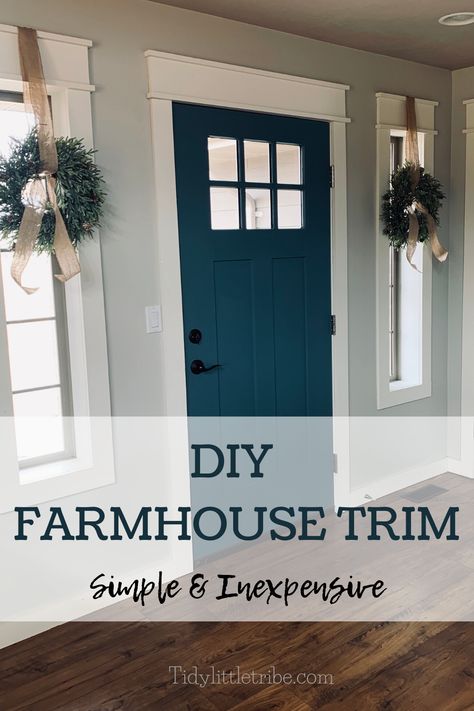 Diy Farmhouse Trim, Farmhouse Window Trim, Diy Window Trim, Farmhouse Trim, Interior Window Trim, Interior Door Trim, Baseboard Trim, House Trim, Farmhouse Look