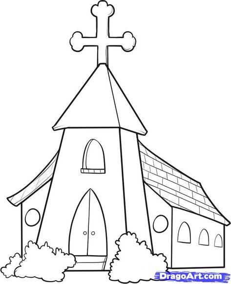 how to draw a church step 7 Church Drawing, Youtube Drawing, Building Drawing, Drawing Guide, Simple Pictures, Drawing Tutorial Easy, Church Building, Guided Drawing, Step Drawing