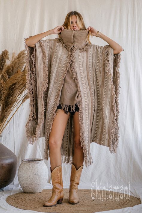 Fringe Poncho Coat Boho Women Clothing Kimono Robe Desert Man Festival Outfit Bohemian Wrap Cardigan Ceremony Clothes Top / Coffee - Etsy Festival Outfit Bohemian, Boho Style Outfits Summer, Men Festival Outfit, Marley Coffee, Bohemian Outfits, Festival Poncho, Women Kimono, Boho Coat, Bohemian Wrap