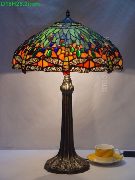 Dragonfly Tiffany Lamp	18S4-1GT325 Tiffany Lamp Dragonfly, Dragonfly Tiffany Lamp, Dragonfly Stained Glass, Tiffany Lamp, Glass Lamps, Stained Glass Lamps, Tiffany Lamps, Interesting Photos, House Inspo