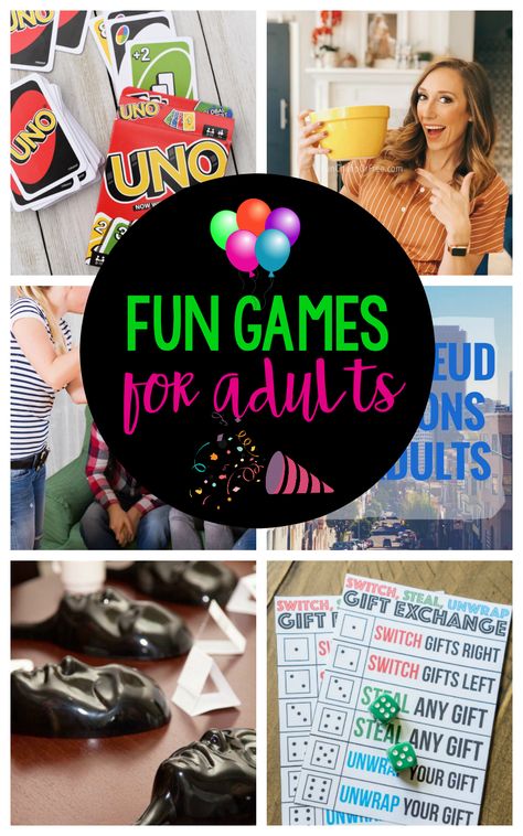 Fun Games for Adults-These fun party games are perfect for an adult game night. Your guests will love these fun adult game ideas! #gamenight #party #games Game Ideas For Adults, Fun Activities For Adults, Luau Party Games, Fun Games For Adults, Games Indoor, Easy Party Games, Party Games For Adults, Adult Game Night, Birthday Games For Adults