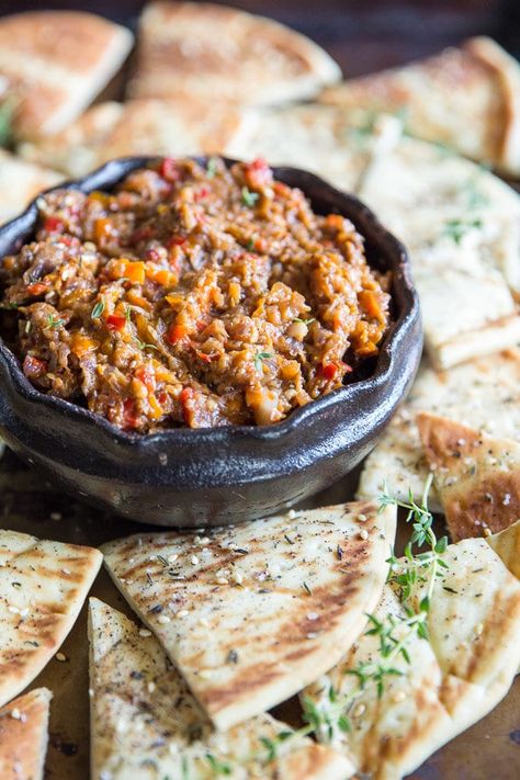 Eggplant Dip Recipes, Roasted Eggplant Dip, Eggplant Dip, Roasted Eggplant, Roast Eggplant, Healthy Dips, Eggplant Recipes, Dip Recipe, Dip Recipes