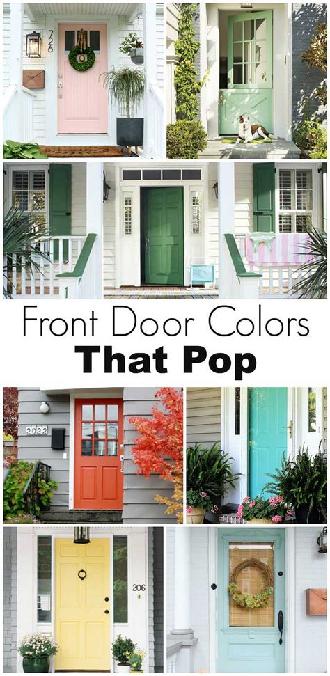 Front door paint colors that pop! Bold Front Door Colors, Bold Front Door, Entryway Paint Colors, Bright Front Doors, Front Door Paint, Best Front Door Colors, Exterior Door Colors, Unique Front Doors, Best Front Doors