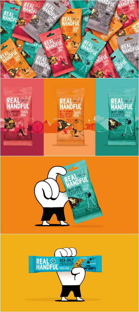 Brandon - Real Handful #snacks #packaging Trail Mix Packaging Design, Snack Bar Packaging, Trail Mix Packaging, Energy Bar Packaging, Snack Poster, Snacks Packaging Design, Snack Branding, Snack Packaging Design, Trendy Packaging