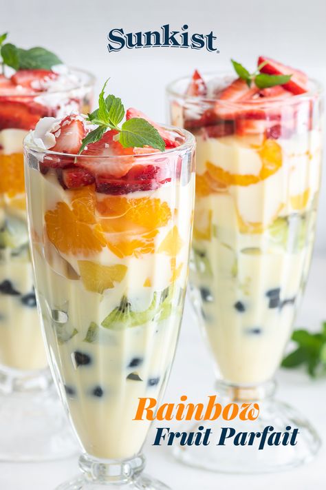 When deciding between something sweet, something citrusy, or something creamy, we suggest not deciding at all. Feed all your fall craving at once with the Rainbow Fruit Parfait. Fruit Parfait Cups, Trifle Recipes, Juice Shop, Vacation Food, Parfait Cups, Fruit Parfait, Florida Food, Vacation Meals, Rainbow Fruit