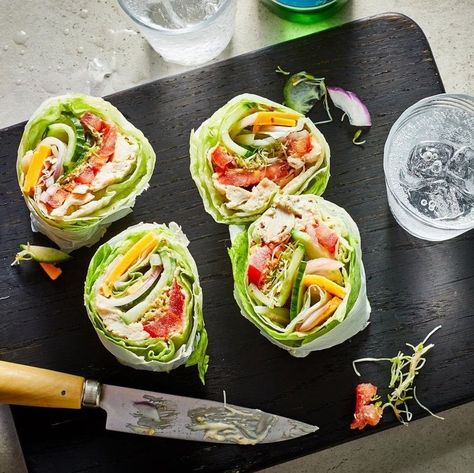 Cooking Light on Instagram: “This fresh, crunchy wrap is brimming with vegetables, yet still delivers a satisfying amount of protein thanks to the chicken and cheese.…” Chicken Breast Salad, Chicken Cheddar, Lettuce Wraps Healthy, Easy Breakfast Brunch, Rotisserie Chicken Breast, Lunch Wraps, Lunch Appetizers, Low Carb Lunch, Healthy Eating For Kids