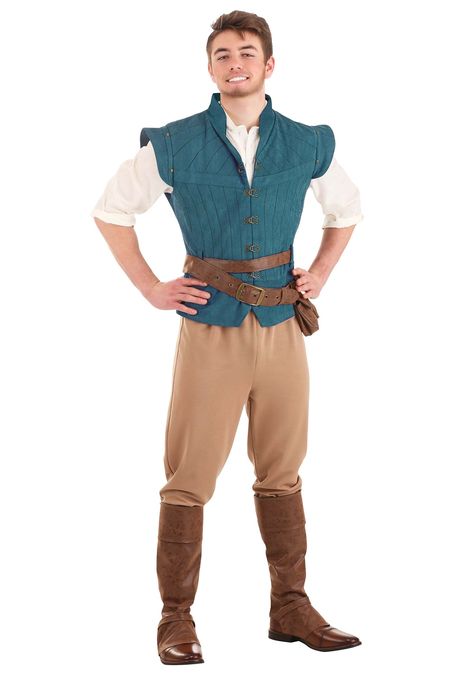 PRICES MAY VARY. Size: X-Large COSTUME INCLUDES: This Disney Tangled Flynn Rider Men's Costume features a vest/shirt combo top, pants, 2 belts, a pouch, and a pair of boot tops. FROM FUN COSTUMES: We're all about Halloween costumes and we're proudly teaming up with Disney to make outfits for characters from their famous animated features. If you love Disney's Tangled we made this Flynn Rider costume to help you relive memorable movie moments for Halloween and costume events. AUTHENTIC DESIGN: We Outfits For Characters, Flynn Rider Costume, Tangled Flynn Rider, Outfit With Vest, Tangled Flynn, Tangled Costume, Make Outfits, Fun Costumes, Costume For Men