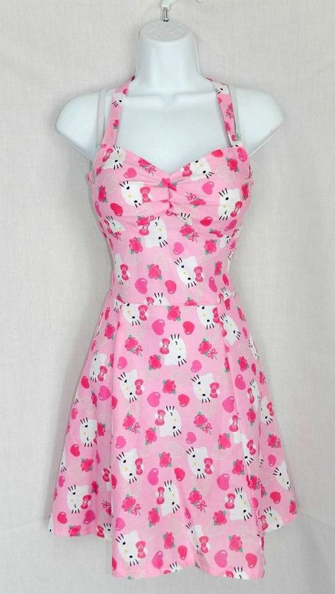 hello kitty dress Diy Retro, Hello Kitty Merchandise, Hello Kitty Dress, Kitty Clothes, Hello Kitty Clothes, Kitty Stuff, Halter Top Dresses, Hello Kitty Items, Hello Kitty Collection