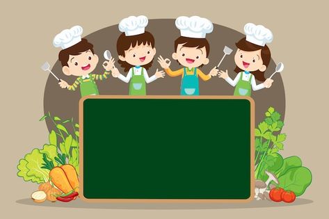 Chef kids cooking class design templatec... | Premium Vector #Freepik #vector #mother-cooking #family-cooking #family-kitchen #family-kids Design For Cookery, Cooking Competition Poster, Cooking Background Design, Cookery Background Design, Cookery Logo, Cooking Class For Kids, Cooking Classes Design, Mother Cooking, Baby Contest