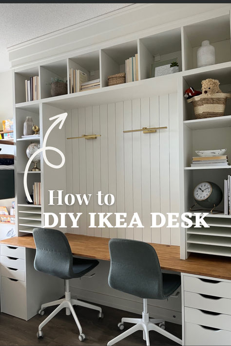 Ikea Built In, Ikea Office, Basement Office, Office Built Ins, Rooms Design, Study Room Design, Office Playroom, Ikea Desk, Small Home Offices