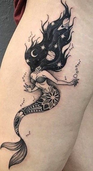 Capricorn Mermaid Tattoo, Watercolor Mermaid Tattoo, Small Mermaid Tattoo, Mermaid Sleeve Tattoos, Siren Tattoo, Mangas Tattoo, Mermaid Tattoo Designs, Arm Sleeve Tattoos For Women, Mermaid Tattoo