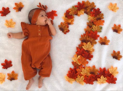 Fall Photo Shoot With Newborn, 2 Month Fall Photoshoot, 1 Month Thanksgiving Pictures, Thanksgiving 4 Month Old Pictures, 10 Month Old Photoshoot Ideas, 2 Month October Pictures, November One Month Baby Picture, Fall One Month Photos, 2 Month Old Fall Photo Shoot