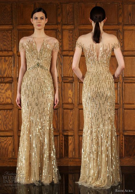 Diane Lane wore this at the Golden Globes. Reem Acra Spring 2012 Wedding Inspirasi, 파티 드레스, Reem Acra, Designer Gowns, Gorgeous Gowns, Gold Dress, Beautiful Gowns, Dream Dress, Couture Fashion