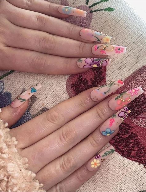 A women's lifestyle destination dedicated to style, entertainment, love, and living beautifully. Zodiac Nail Designs, Coffin Nail Ideas, Coffin Nail Designs, Acrylic Coffin Nails, Flower Acrylic, Hippie Nails, Nails Today, Exotic Nails, Long Acrylic Nails Coffin