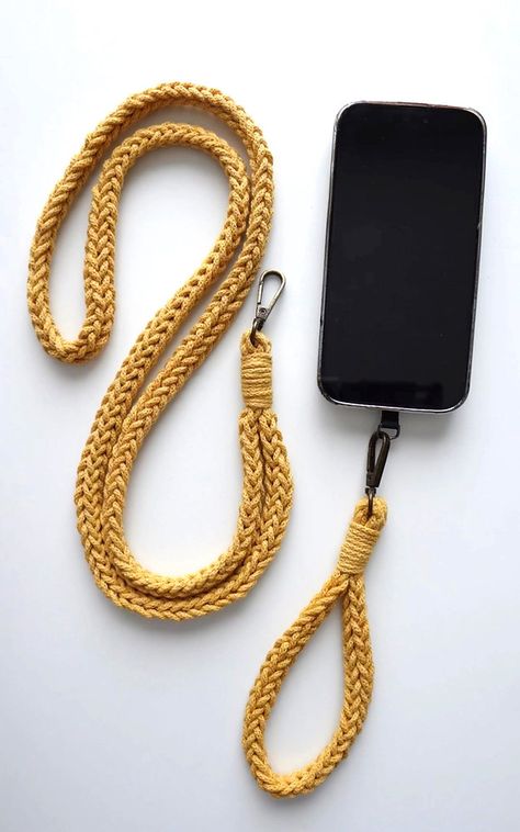 I-CORD PHONE STRAP | CROCHET PATTERN Chain Link Crochet Pattern, Crochet Phone Cords Free Pattern, Crochet Cord Keeper Pattern Free, Phone Cord Crochet, Sturdy Crochet Strap, Cord Knitting Projects, Crochet Crossbody Strap, Crochet No Stretch Strap, Crochet Lanyards Free Pattern