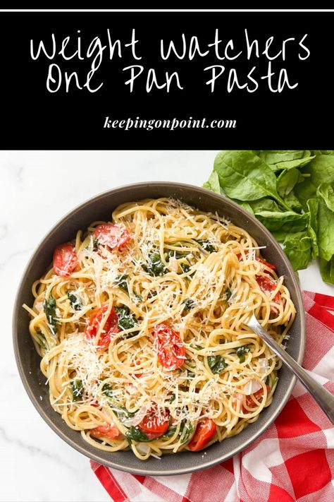 Weight Watchers Pasta Recipes, Weight Watchers Pasta, Low Points Weight Watchers, Weight Watchers Food Points, Weight Watchers Menu, Keeping On Point, Weight Watchers Meals Dinner, Pan Pasta, One Pan Pasta