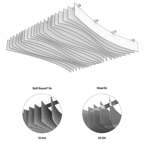 Arktura Atmosphera® - Contour - Customizable Ceiling System Baffle Ceiling, Fabric Ceiling, Ceiling Materials, Base Building, Interior Architecture Drawing, Ceiling System, Digital Fabrication, Architecture Concept Drawings, Ceiling Installation