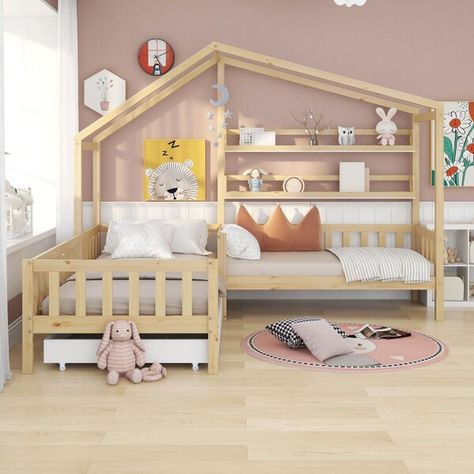 Living Pequeños, Low Profile Bed Frame, Wooden Daybed, Roof Shapes, Cabin Bed, Bed Shelves, Twin Mattress Size, Large Beds, Bed With Drawers