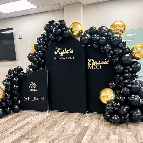 Black Birthday Party, Chiara Backdrop, Mickey Theme, Arched Wall, 30 Birthday, Black Birthday, Pure Black, Birthday Party Decoration, Wedding Party Decorations