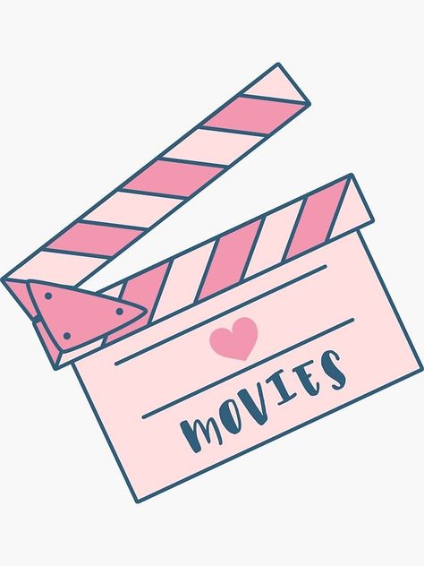 Movie Clapper Board Aesthetic, Pink Clapperboard, Movies Pictures Ideas, Clapperboard Aesthetic, Cinema Stickers, Movies Clipart, Theatre Stickers, Cinema Illustration, Movies Stickers