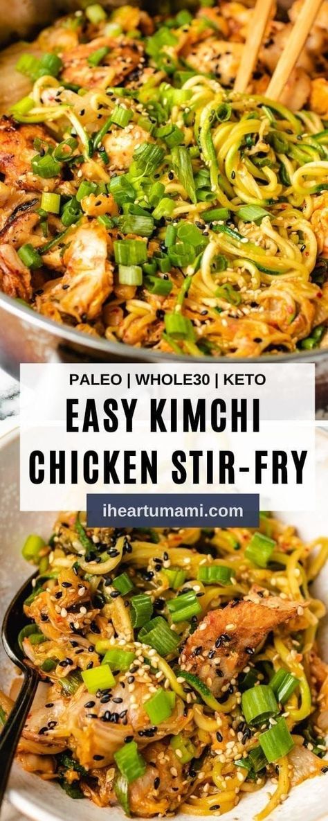 Follicular Phase Recipes Chicken, Whole 30 Kimchi Recipes, Kimchi And Chicken Recipe, Follicular Phase Dinner Recipes, Kimchi Meal Ideas, Kimchi Chicken Recipe, Meals With Kimchi, Kimchi Recipe Ideas Dinners, Kimchi Stir Fry