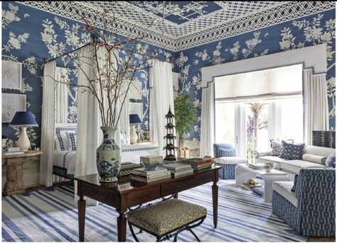 Blue Bedroom Colors, Vinyl Fence Panels, The Shade Store, Show House, Chinoiserie Chic, Chinese Lanterns, Blue Bedroom, Classic Interior, Bath Furniture