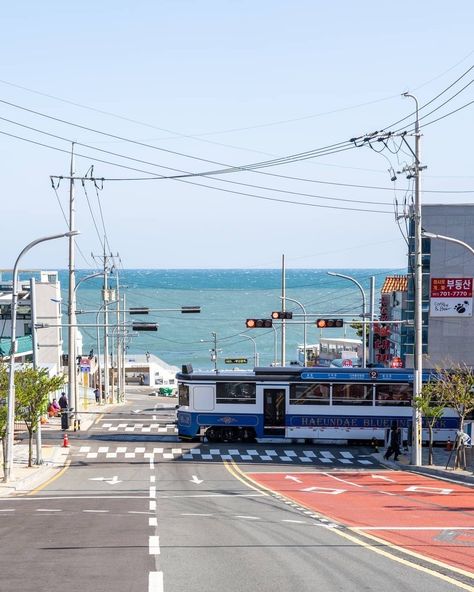 Haeundae Blue Line Park, Summer In Korea Aesthetic, Busan South Korea Wallpaper, Summer In South Korea, Busan Landscape, Korea Summer Aesthetic, South Korea Beach, Busan Wallpaper, South Korea Summer