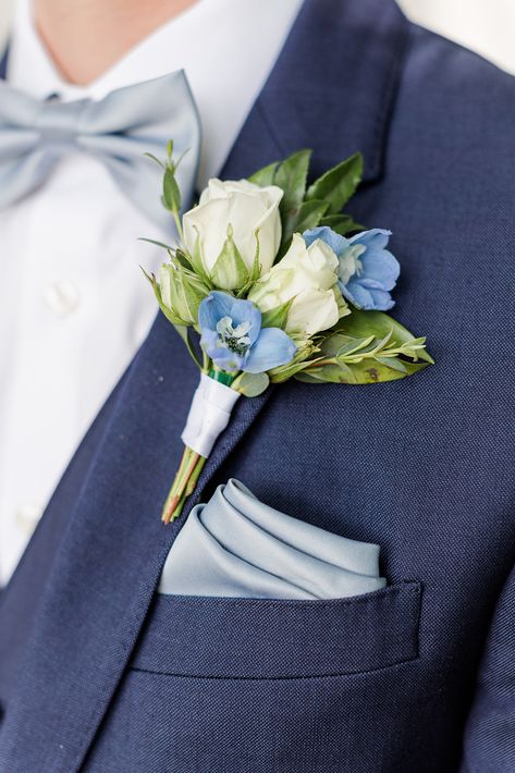 Dusty Blue And White Boutonniere, Light Blue And Navy Corsage, Wedding Butiner, White Green And Blue Boutonniere, Dusty Blue Wedding Corsage, Blue Hydrangea Wedding Boutonniere, Light Blue And White Corsage And Boutonniere, Dusty Blue And Pink Boutonniere, Blue And White Wedding Boutonniere