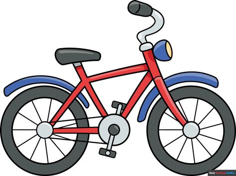 Learn How to Draw a Cartoon Bicycle: Easy Step-by-Step Drawing Tutorial for Kids and Beginners. See the full tutorial at https://easydrawingguides.com/how-to-draw-a-cartoon-bicycle/ . Bike Drawing Easy, Bike Cartoon, How To Draw A Bicycle Step By Step, Bycicle Drawings Easy, Bicycle Drawing Simple, Bicycle Cartoon, Cartoon Bicycle, Cartoon Bicycle Drawings, Bicycle Drawing