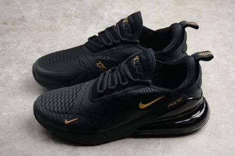 AH8050-007 . 40-45 Wholesale high quality sports shoes.albums E-mail：848466435@qq.com  WeChat：hengfengtiyu WhatsApp:+8613290833922 Pinterest:cxc1018 Black Shoes For Women Sneakers, All Black Shoes Sneakers, Nike Black Shoes, Nike Sport Shoes, All Black Nike Shoes, Black Nike Trainers, Nike Sports Shoes, Air Max 270 Black, Black And Gold Sneakers