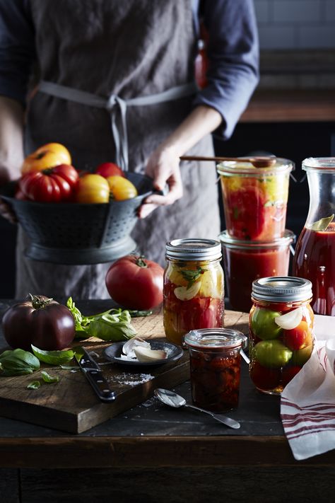 Williams Sanoma: Learn how to preserve the bounty of summer in our Guide to Preserving. Tomato Canning, Fermenting Foods, Homesteading Recipes, Canning Tips, Healthier Options, Garden Food, Canning Tomatoes, Jar Ideas, Home Canning