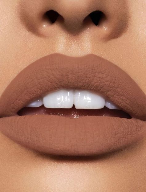 Brown Nude Lipstick, Brown Lipstick Shades, Bold Lipstick Makeup, Makeup Lips Matte, Cheap Lip Gloss, Lipstick Colours, Brown Matte Lipstick, Ball Outfit, Cheap Lipstick