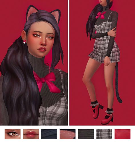 sims e-girl Sims 4 Cc Bear Ears, Sims 4 Dog Ears Cc, Sims 4 Cc Cat Ears And Tail, Sims 4 Cat Tail Cc, Cat Cc Sims 4, Sims 4 Cc Cat Ears, E Girl Hair, Sims 4 Anime, Sims 4 Mm Cc