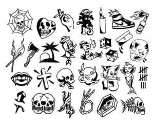 Tattoo Old School, Friday The 13th Flash, Tato Flash, Traditional Black Tattoo, Friday The 13th Tattoo, Art Flash, 13 Tattoos, Tattoo Zeichnungen, Flash Tattoo Designs