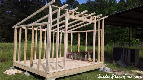 10x12 Lean to Shed | Free Garden Plans - How to build garden projects 16x20 Shed Plans, Diy Storage Shed Plans, Diy Storage Shed, Shed Building Plans, Shed Kits, Diy Shed Plans, Storage Shed Plans, Wooden Sheds, Barns Sheds