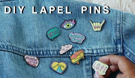 Easy Tips to Make Your Own Lapel Pins At Home – LUULLA'S BLOG Lapel Pins Diy, Homemade Pins, Enamel Pins Diy, Make Your Own Pins, Make Enamel Pins, Shrinky Dink Crafts, Pins Diy, Badges Diy, Pin Diy