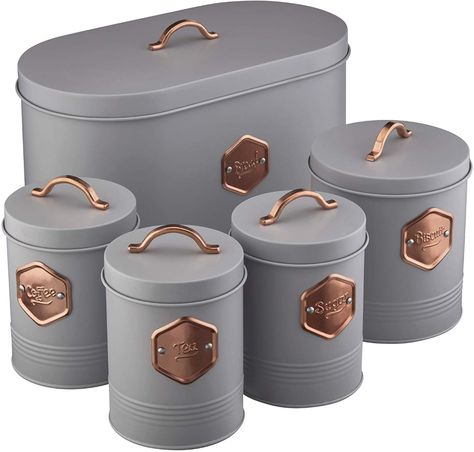 Cooking Ware, Bread Biscuits, Sugar Biscuits, Rose Gold Kitchen, Kitchen Storage Canisters, Kitchen Labels, Biscuit Bread, Kitchen Canister Set, Mobile Storage