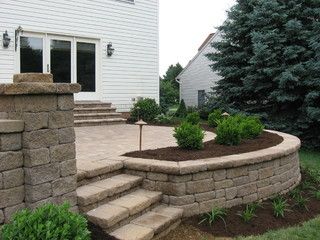 Patio Pavers - Photos & Ideas | Houzz Stone Patio Designs, Patio Plans, Raised Patio, Patio Pavers Design, Patio Steps, Decks And Patios, Murphy Bed Plans, Patio Pavers, Patio Projects