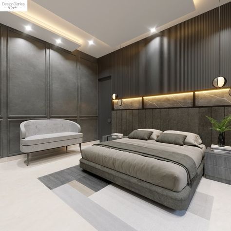 Step into the depths of elegance! 🪩🖤 • • Master bedroom design for a client who wanted a dark themed room with a modern touch. • • Location: talab tillo, jammu Zen Apartment, Graduation Project Architecture, Architecture Work, Project Architecture, Modern Style Bedroom, Graduation Project, Floor Bed, Design Textile, Modern Bedroom Design