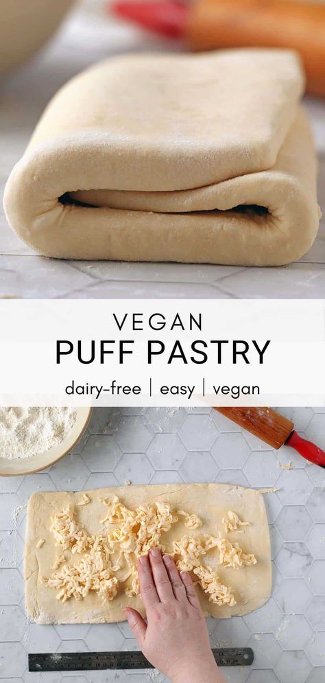 Puff Pastry Vegan, Vegan Puff Pastry, Pastry Dough Recipe, Vegan Pastry, Rough Puff, Rough Puff Pastry, Puff Pastry Recipe, Gluten Free Puff Pastry, Vegan Pastries