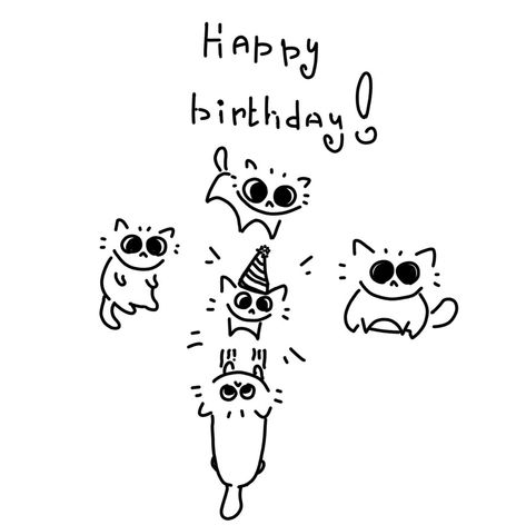 Открытка на день рождения с весёлыми котиками Silly Bday Cards, Happy Birthday Cats Cute Drawing, Cute Birthday Cat Drawing, Happy Birthday Funny Drawing, Cute Birthday Sketches, Happy Birthday Card Creative, Cat Drawing Birthday Card, Cute Drawing For Birthday, Funny Birthday Card Drawings