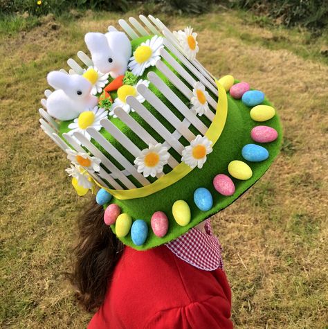 My daughter’s #easterbonnet this year, she had lots of fun designing and making it, all items bought from #hobbycraft Easter Bonnets For Boys, Girls Easter Bonnet, Easter Bonnet Competition, Easter Hat Parade, Unique Easter Baskets, Easter Hat, Easter Hats, Crazy Hats, Easter Bonnet