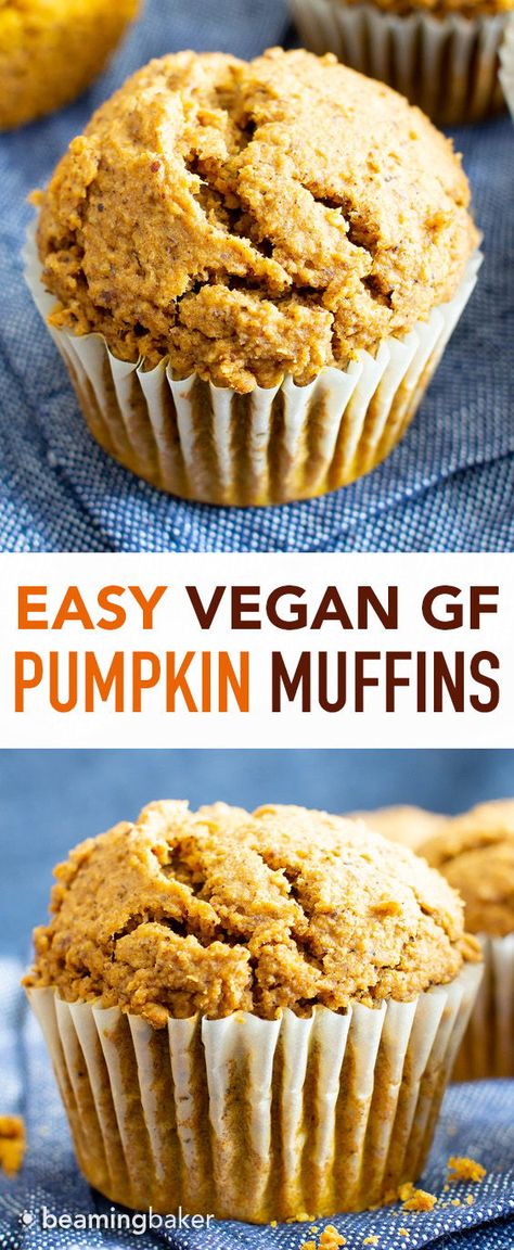 Cupcakes Healthy, Easy Pumpkin Recipes Desserts, Beaming Baker, Healthy Vegan Dessert, Vegan Pumpkin Muffins, Gluten Free Pumpkin Spice, Gluten Free Pumpkin Muffins, Easy Pumpkin Dessert, Healthy Cupcakes